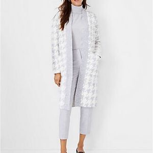Ann Taylor houndstooth open coatigan Sz Small NEW without tags tranquil gray